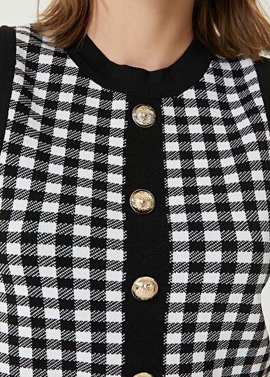 Beymen Club Black White Checkered Knit Tank Top - 5