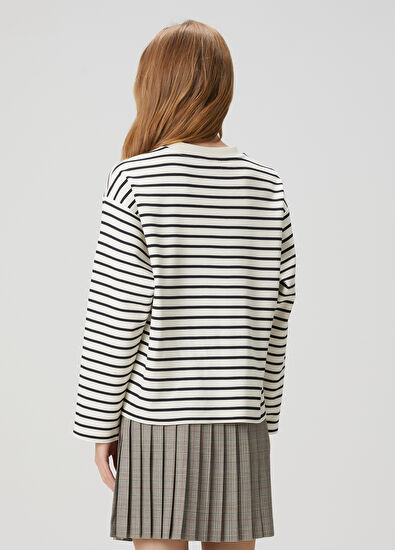 Beymen Club Ekru Çizgili Sweatshirt - 5