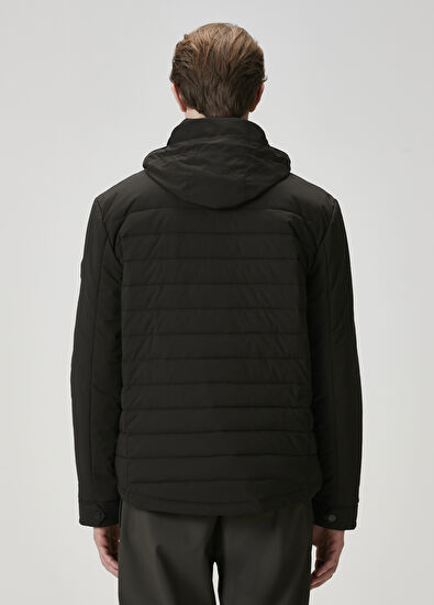 Beymen Club Siyah Kapüşonlu Kapitoneli Mont - 5