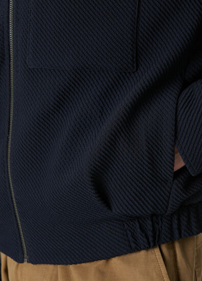 Beymen Club Lacivert Diyagonal Desenli Örme Ceket - 8