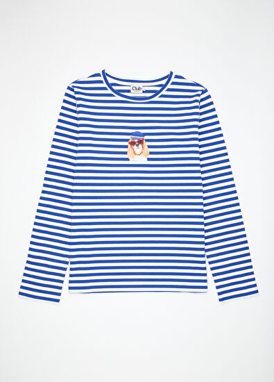 Beymen Club Mavi Çizgili Köpek Baskılı Sweatshirt - 7