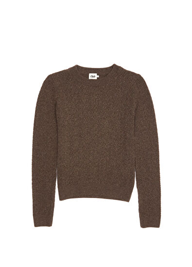 Beymen Club Kahverengi Saç Örgülü Fit Yün Kazak - 7