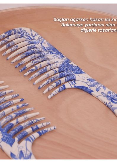 Denman D28 Wide Tooth Detangler Blue Belle Wide Brim Comb - 4
