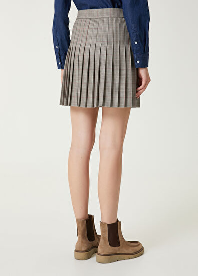 Beymen Club Ekose Desenli Pileli Mini Etek - 6