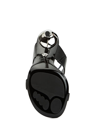 Versace Siyah Medusa Tokalı Kadın Deri Sandalet - 5