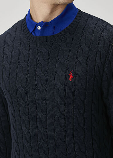 Lacivert Örgü Dokulu Kazak - Görsel 7