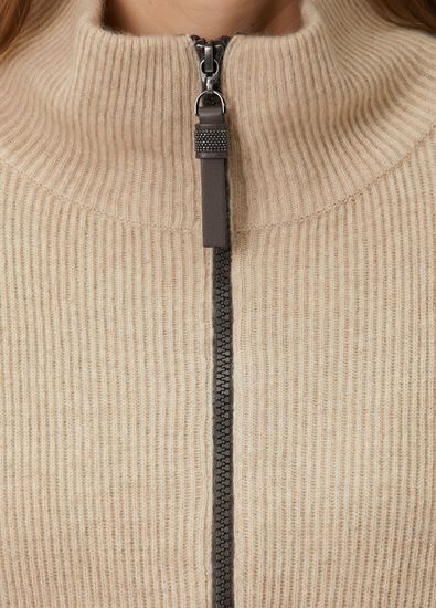Brunello Cucinelli Bej Fermuarlı Kaşmir Triko - 5