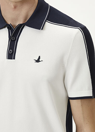 Beymen Club White Navy Blue Short Sleeve Polo Sweater - 6