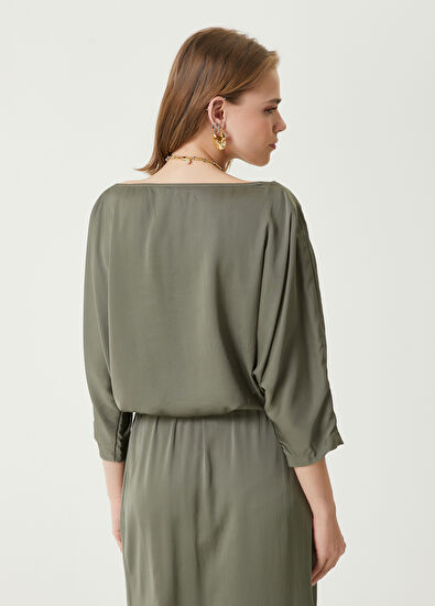 Beymen Club Khaki Crop Blouse With Laces At The Waist - 6
