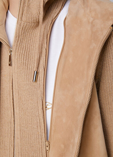 Beymen Club Camel Hooded Leather Jacket - 7
