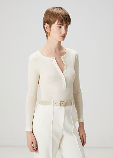 Beymen Club Ekru İnce Yün T-shirt - 3