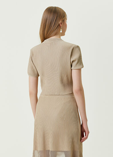 Beymen Club Bej Bisiklet Yaka Ottoman Dokulu Kazak - 5