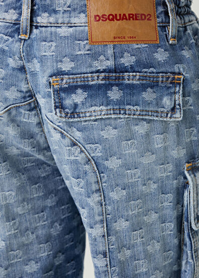 Dsquared2 Mavi Logo Jakarlı Denim Kargo Bermuda - 5