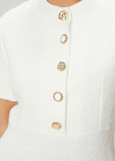 Beymen Club Beyaz Tuvit Dokulu Midi Elbise - 6