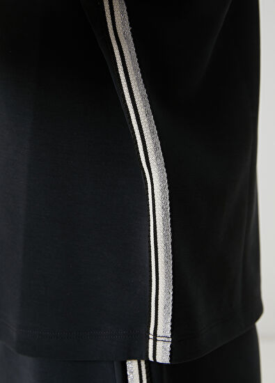 Beymen Club Siyah Bantlı Kısa Kol Sweatshirt - 7