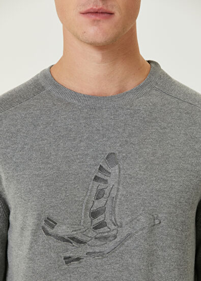 Beymen Club Gri Logo Baskılı Kazak - 6