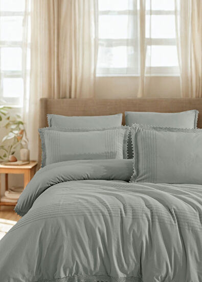 Buldan's Ophelia Off White Cotton Double Duvet Cover Set 200 x 220 cm - 5