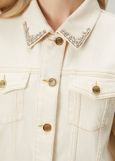 Beymen Club Ekru Taşlı Gömlek Formlu Denim Ceket - 7