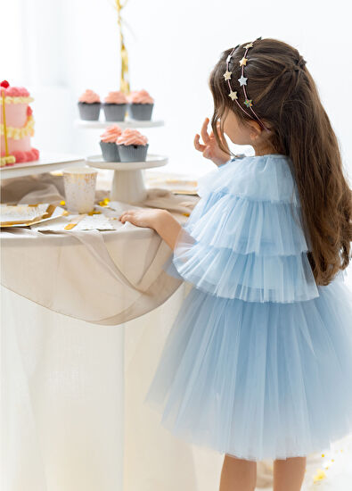 Mini Celebrities Mavi Pelerinli Tütü Kız Çocuk Elbise - 5