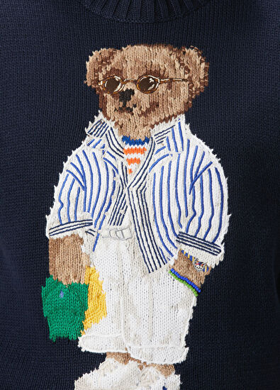 Polo Bear Relaxed Fit Lacivert Kazak - Görsel 7