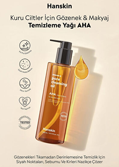 Hanskin Pore Cleansing Oil Aha Kuru Ciltler İçin Gözenek ve Makyaj Temizleme Yağı 300 ml - 5