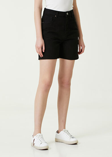Beymen Club Black High Waist Denim Shorts - 3