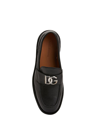 Dolce&Gabbana Black Logo Buckle Leather Men's Loafer - 4