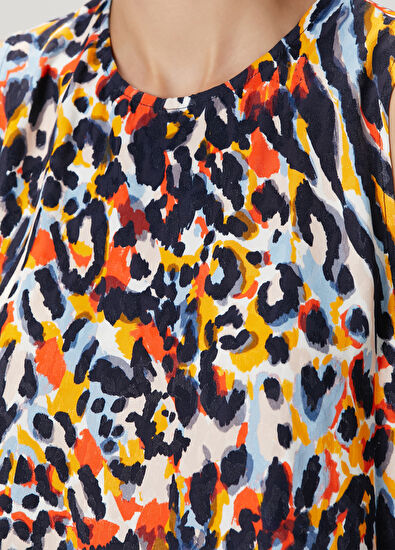 Beymen Club Lacivert Sarı Leopar Desenli Bol Kesim Bluz - 5