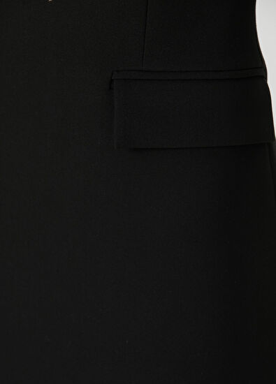 Siyah Midi Kokteyl Elbise - Görsel 8