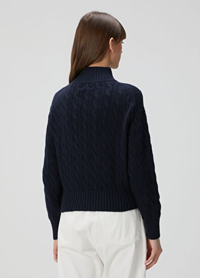 Lacivert Saç Örgü Kazak - Görsel 6