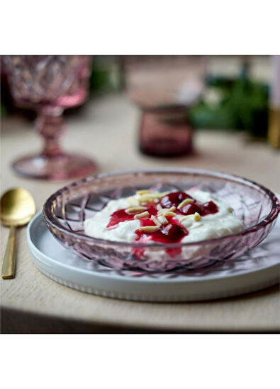 Lyngby Glas Sorrento Asian Pink Glass Set of 4 Plates - 5