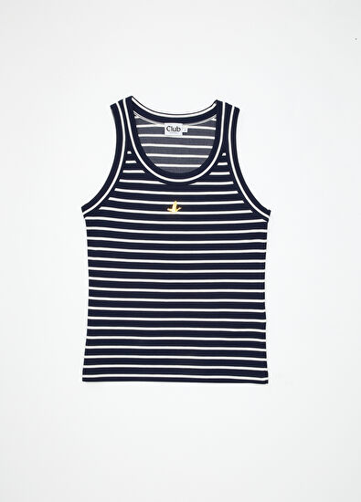 Beymen Club Navy Blue White Striped Tank Top - 7