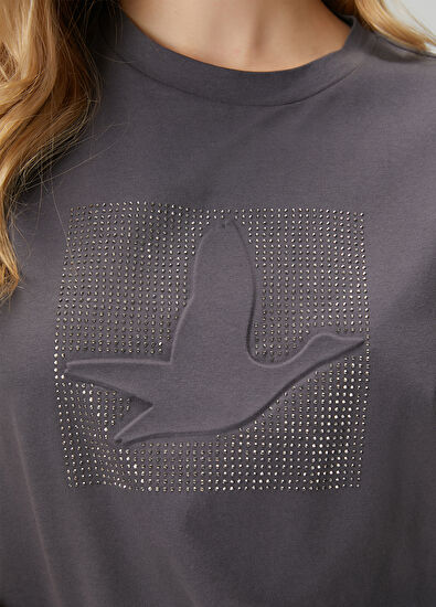 Beymen Club Koyu Gri Hotfix Logolu T-shirt - 5