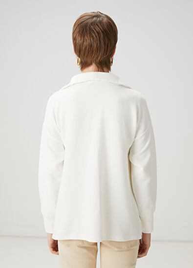 Beymen Club Kırık Beyaz Fermuarlı Sweatshirt - 4