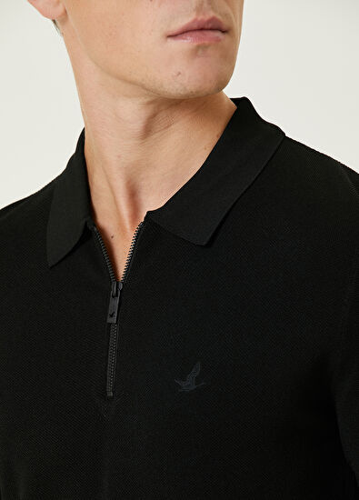 Beymen Club Siyah Polo Yaka Logo Nakışlı Triko - 6