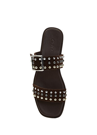 Beymen Club Kahverengi Troklu Kadın Süet Terlik - 4