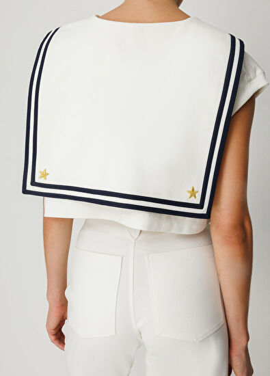 Wabi Sabi Sail Ecru Sleeveless Women's Short T-shirt - 6