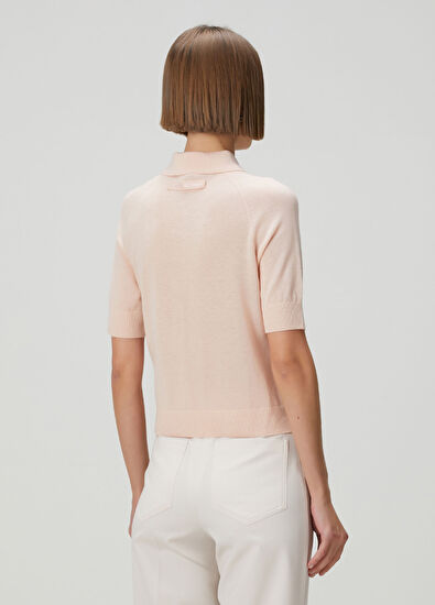 Victoria Beckham Pembe Yün Polo Triko - 4