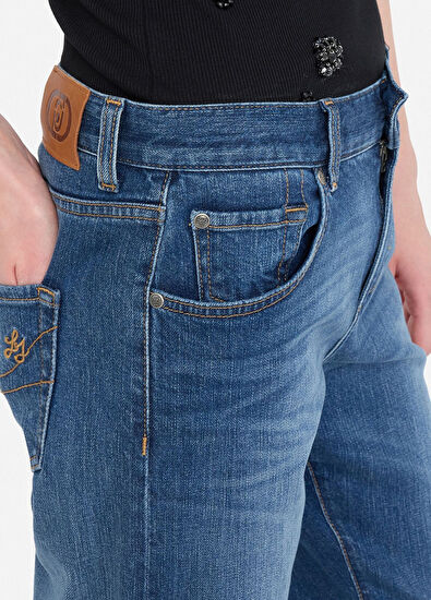 Liu Jo Mavi Düz Kesim Kadın Jean Pantolon - 6