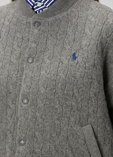 Polo Ralph Lauren Gri Örgü Dokulu Yün Ceket - 5