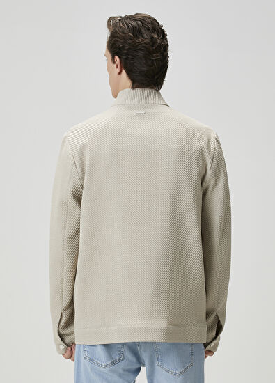 Beymen Club Beige Diagonal Patterned Coat - 5