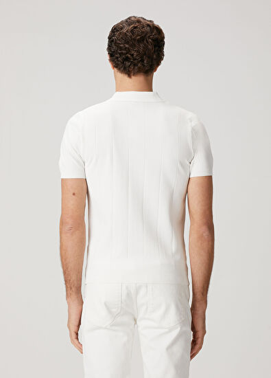 Beymen Club Kırık Beyaz Polo Yaka Örgü Detaylı Triko - 5