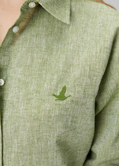 Beymen Club Açık Haki Keten Gömlek - 5