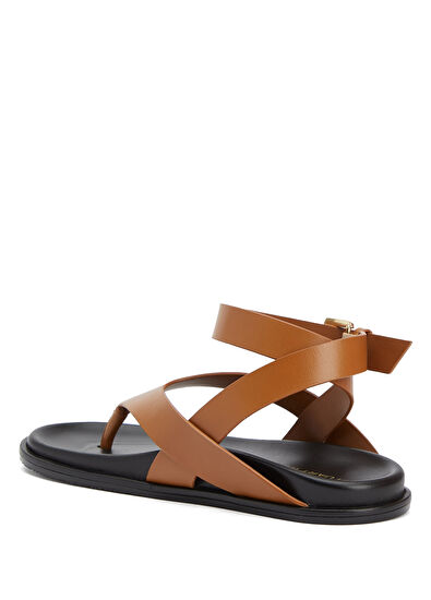 Stuart Weitzman Marykate Tan Women's Leather Sandals - 3