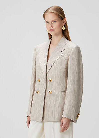 Bottega Veneta Beige Double-Breasted Jacket - 3