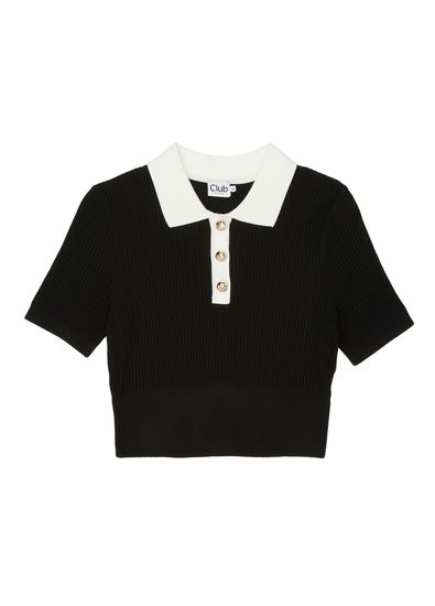 Beymen Club Siyah Beyaz Kısa Kol Polo Kazak - 5