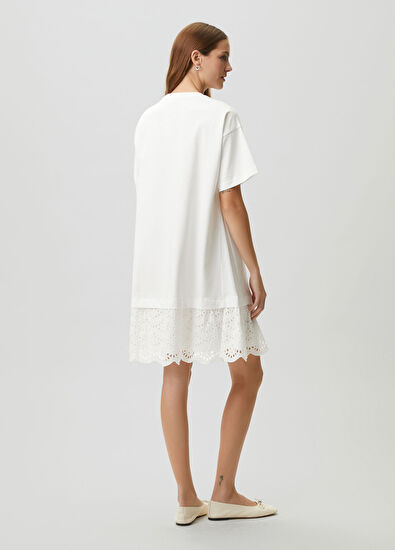 Beymen Club Kırık Beyaz Nakışlı Taş Logolu Mini Elbise - 5