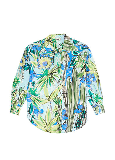 Beymen Club Multicoloured Botanical Patterned Linen Shirt - 7