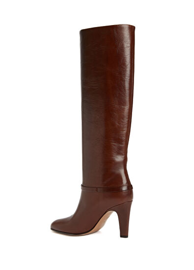 Chloe Brown Heeled Leather Boots - 3