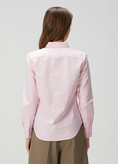 Custom Fit Pembe Oxford Gömlek - Görsel 5